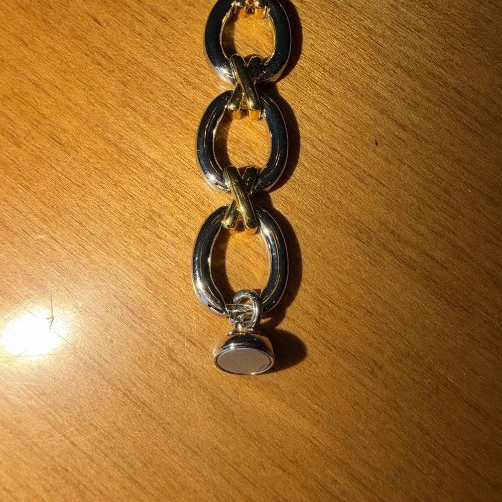 NEW Luv‎ Aj Two Tone Chain Bracelet With Magnetic Clasp